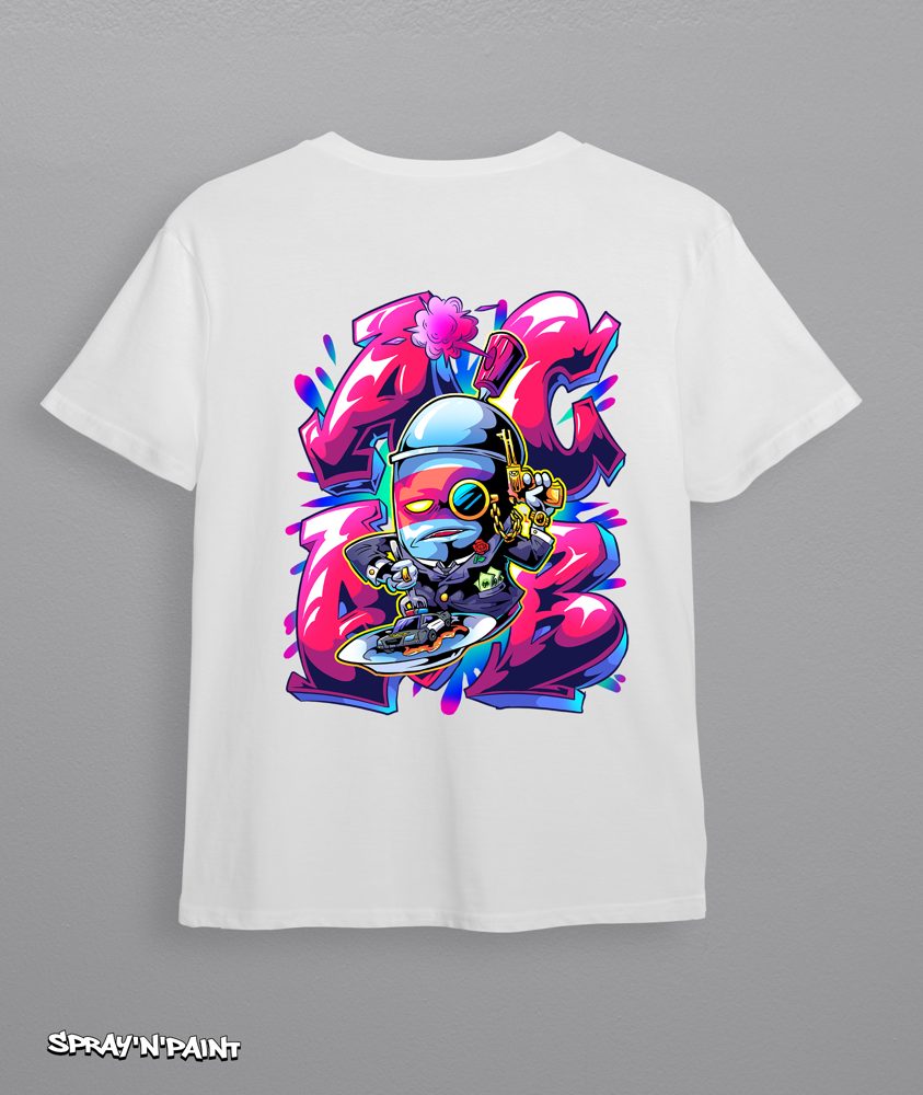 Graphic tee mockup with illustrated print